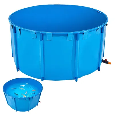 Immagine prodotto di Laghetto per pesci in tela VEVOR, laghetto per pesci fuori terra con capacità di 818 galloni, acquario per koi in PVC pieghevole, vasca rotonda per pesci rossi con struttura robusta e valvola di scarico, per acquacoltura, allevamento di koi e irrigazione (blu)
