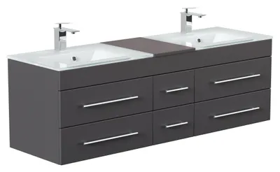 Produktbild von Badmöbel Vitro XL mit Doppel-Glasbecken SoftClose anthrazit : Anthrazit Varianten: Anthrazit