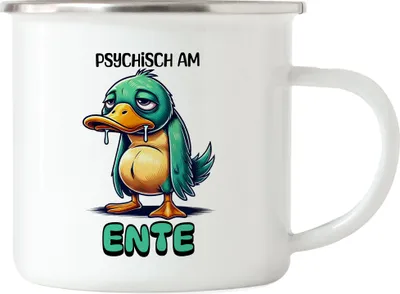 Produktbild von Psychisch am Ente Emaille-Tasse lustig Humor Ente witziges Geschenk Idee