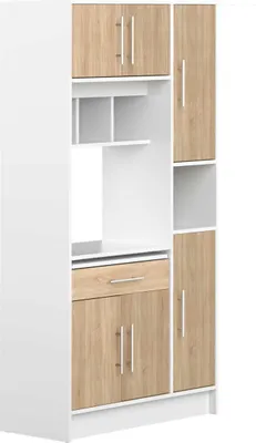 Image de Buffet de cuisine Armoire Buffet 5 portes & 1 tiroir - Blanc & Bois - MADY