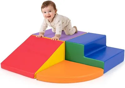 Imagen del producto de 4 bloques de espuma. Bloques gigantes para jugar y escalar. Bloques de espuma suaves. Bloques grandes. Bloques de construcción para niños en edad preescolar, bebés y niños en edad escolar (de colores)