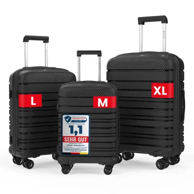 Produktbild von Handgepäck Koffer 54x37x20 cm – Kabinentrolley Hartschale leicht mit 4 Rollen, TSA-Schloss & Teleskopgriff, Bordgepäck für Ryanair, Lufthansa, uvm.
