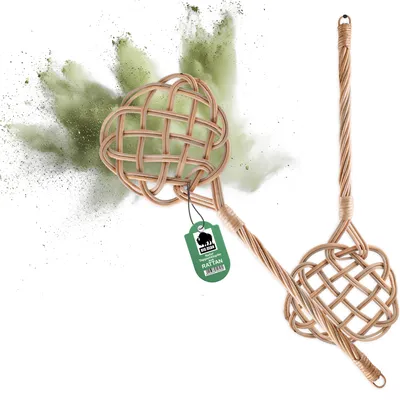 Produktbild von BigDean 2 Stück Teppichklopfer handgefertigt aus Rattan – stabil & robust