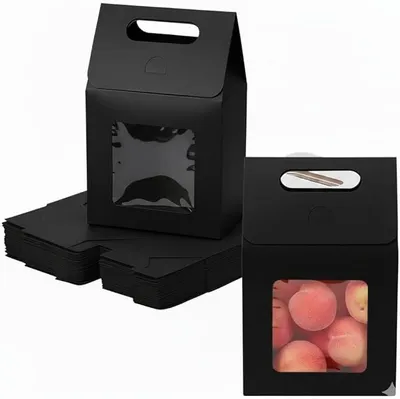 Zdjęcie produktu dla Pudełko Prezentowe Kraft Czarne z Okienkiem Uchwytem 27x16x9 cm