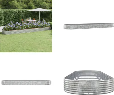 Produktbild von vidaXL Hochbeet Pulverbeschichteter Stahl 523x140x36 cm Silbern - Hochbeet - Hochbeete - Garten Hochbeet - Pflanzkübel