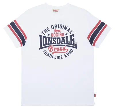 Obrázek produktu pro Pánské tričko Regular Fit BARTON bílé/tmavě modré/tmavě červené S Lonsdale
