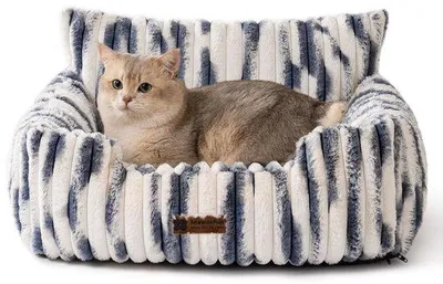 Produktbild von Kleines weiches Katzenbett, blau, 61x48x30cm, für Hauskatzen
