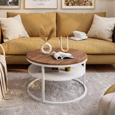 Produktbild von Runder Couchtisch CIRI mit Ablage Eiche Artisan Wotan Stirling