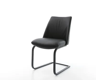 Produktbild von DELIFE Freischwinger Elso-Flex Echt-Leder Schwarz Freischwinger flach Schwarz Taschenfederkern