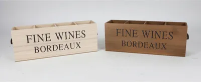 Produktbild von 8x Deko Holzbox ca. 47x12x17cm 'Fine Wine' Design Aufbewahrungsbox für Weinflaschen, Deko oder als dekorative Ablagebox im rustikalen Stil