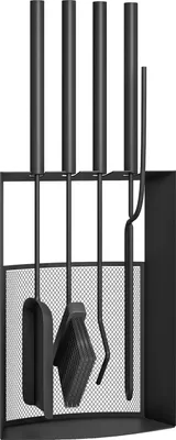 Zdjęcie produktu dla Zestaw narzędzi kominkowych, 5 elementów, metalowy, czarny
