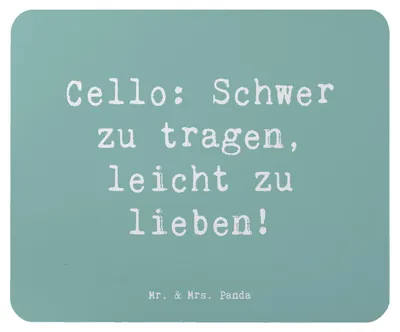 Produktbild von Mr. & Mrs. Panda Mouse Pad Spruch Cello Liebe - Meeresbrise - Geschenk, Streichinstrument, Musiker, Instrument, Klassische Musik, Solo, Orchester, Mousepad, pc mauspad