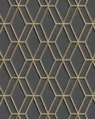 Immagine prodotto di Carta da parati in lana con motivo geometrico Profhome DE120066-DI a rilievo antracite lucido oro m2