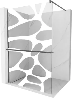 Produktbild von Mexen Kioto+ Walk-in Duschwand 80x200 cm, Weiß, Gun Gray Gebürstet