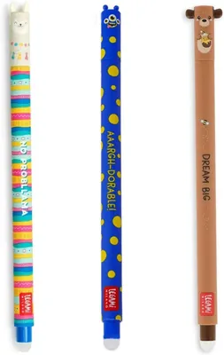 Produktbild von LEGAMI - 3er Set Gel-Radierstifte, Teddy, Lama und Monster Radierbar ohne Blatt zu verbrauchen, 0,7 mm Spitze