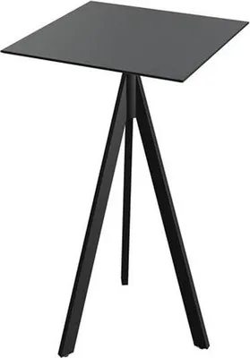 Image de Table de bar Infinity Tripod, structure noire et plateau HPL noir, 70 x 70 cm, 1 pièce