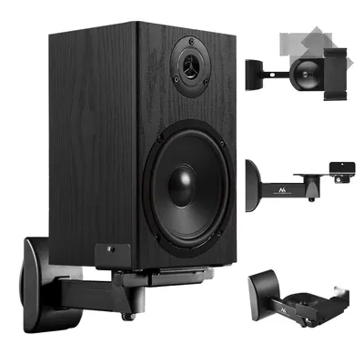 Obrázek produktu pro Univerzální montážní sada pro reproduktory Maclean, s vertikálním nastavením od +8° do -8° a horizontálním nastavením od +90° do -90°. Maximální nosnost: 15 kg. Model: MC-9