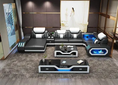 Produktbild von Wohnlandschaft U Form Ecksofa + Couchtisch + Sideboard Design Wohnlandschaft big