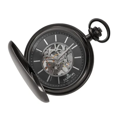 Produktbild von Dugena 4460978-1 Taschenuhr Savonette mit Kette Mechanisch Uhr schwarz