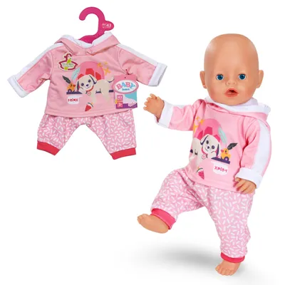 Produktbild von BABY born Jogginganzug in pink mit Hoodie und Hose für 43cm Puppen.