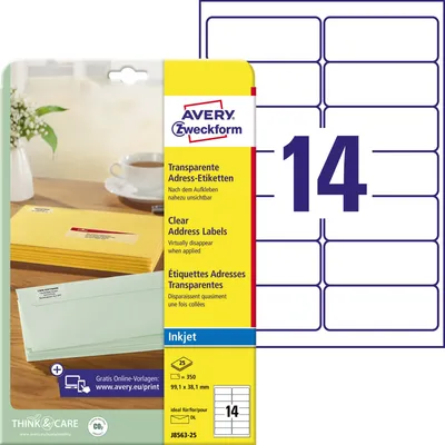 Immagine prodotto di AVERY Zweckform Etichette trasparenti per indirizzi, 99,1 x 38,1 mm