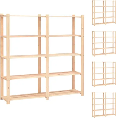 Obrázek produktu pro Regály 5 polic 5 ks 170 x 38 x 170 cm masivní borovice 500 kg