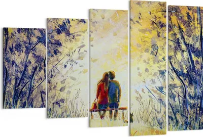 Produktbild von Bild auf Leinwand - Leinwandbild - 5 Teile - Liebhaber auf Bank - 150x100cm - Wand Bild - Wanddeko - Wandbilder - Leinwanddruck - Bilder - Wanddekoration - Leinwand bilder - Wandbild - EG150x100-4578