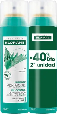 Immagine prodotto di Klorane Shampoo secco purificante all'ortica 2x150ml