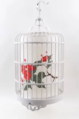 Imagen del producto de Lámpara colgante asiática, estilo "Asianliving", diseño de jaula de pájaro. Dimensiones: 53 cm de ancho x 53 cm de profundidad x 96 cm de alto