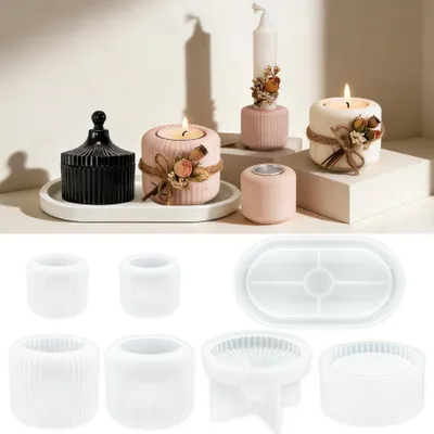 Imagen del producto de Moldes de silicona para velas, juego de 7 unidades, cilíndricos, para la fabricación de velas