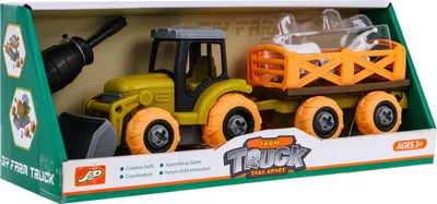 Produktbild von Zerlegter Traktor mit Schaufel und Anhänger + Schraubenzieher + Schaf. Spielzeug für Kinder ab 3 Jahren
