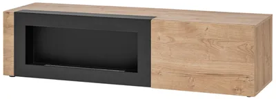 Produktbild von TV-Lowboard "Heron" in Ribbeck Eiche und schwarz TV Unterteil mit Ethanol Kamin 160 x 42 cm
