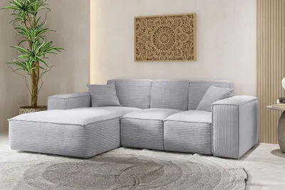 Produktbild von Kaiser Möbel Ecksofa, Eckcouch L form, Wohnzimmer Couch SIENA stoff Poso Grau Ottomane Links