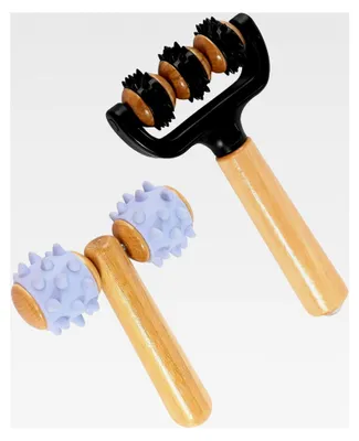 Produktbild von 2 Stück Massageroller mit Griff für Selbstmassage mit Igelball