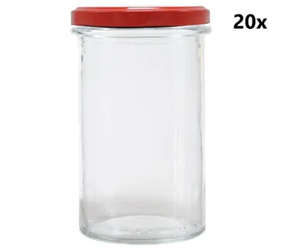 Produktbild von Gläser 545 ml STURZ / STRAIGHT klar 20 Stück INKLUSIVE ROTEN DECKELn, Anzahl der Teile in der Packung: 20