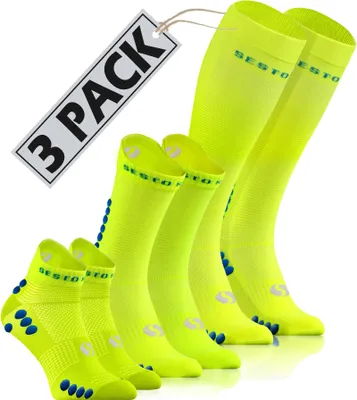 Produktbild von Sesto Senso Sportsocken 3 Paar – atmungsaktiv und elastisch, Sneakersocken, Wadensocken und Kompressionsstrümpfe - Größe 39-42, Gelb