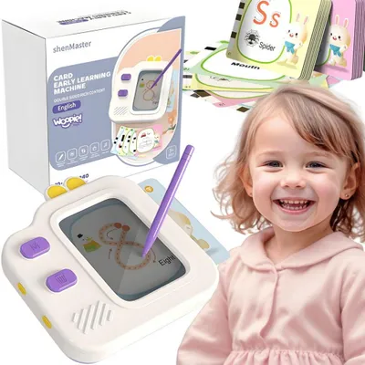 Zdjęcie produktu dla WOOPIE Tablet Graficzny Znikopis do Nauki Rysowania i Angielskiego Czytnik Kart 120 szt.