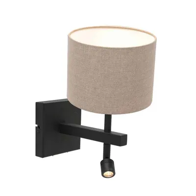 Obrázok produktu pre Steinhauer - nástenná lampa - Stang - čierna - ľan kov - posteľná lampa - LED_E27 - 8203ZW