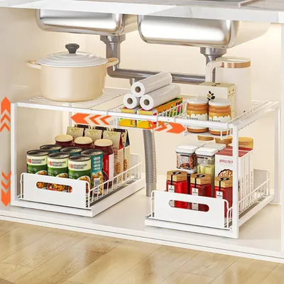 Produktbild von Ausziehbarer Küchenorganizer, 2 Etagen, Weiß