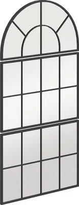 Produktbild von Wandspiegel dreiteilig, bogenförmiger Spiegel mit Metallrahmen, dekorative Fensterspiegel, Hängespiegel für Badezimmer Wohnzimmer Schwarz