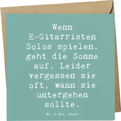 Produktbild von Mr. & Mrs. Panda Grußkarte Spruch E-Gitarre Solos - Meeresbrise - Geschenk, Musik, Lernen, Musiker, Musikerleben, live Auftritte, Glückwunschkarte, elektrische Gitarre