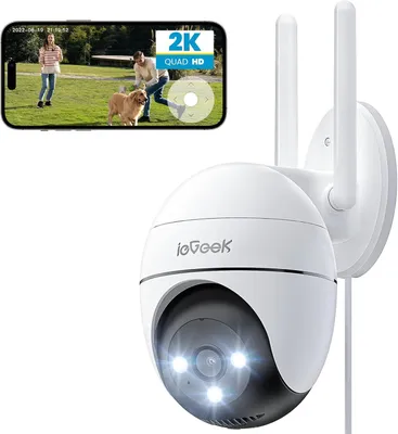 Produktbild von Iegeek 2K Outdoor WiFi Überwachungskamera, PTZ IP-Kamera Überwachung, kuppelfarbene Nachtsicht, Bewegungserkennung, menschlicher Sensor, Zwei-Wege-Aud