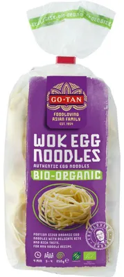 Zdjęcie produktu dla Go-Tan Organiczny makaron jajeczny do woka 250g – Organiczny makaron jajeczny, przyjazny dla wegan, autentyczny smak