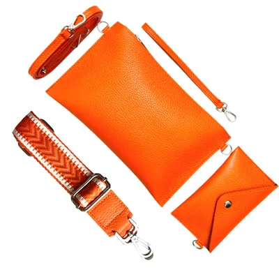 Produktbild von Zulino Umhängetasche Handtasche Echtleder Clutch Banktasche Reisepass Italy Z65 Orange
