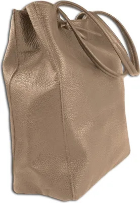 Zdjęcie produktu dla Toscanto skórzana torba shopper na ramię taupe ciemny beż OTTM107SN