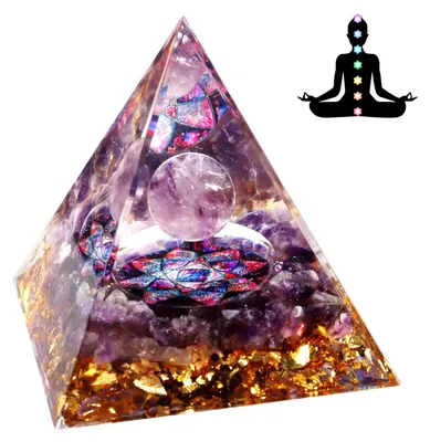 Orgonit-Pyramide Amethyst Lebensbaum 6 cm Chakra-Deko
