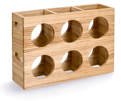 Zdjęcie produktu dla Stojak na 6 butelek, drewno, 38 x 11,6 x 27 cm