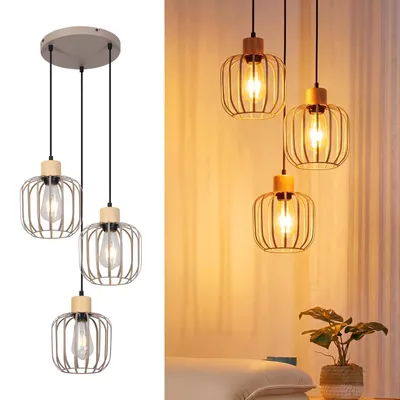 3-flammige Hängelampe E27, grau, 145 cm, für Esszimmer