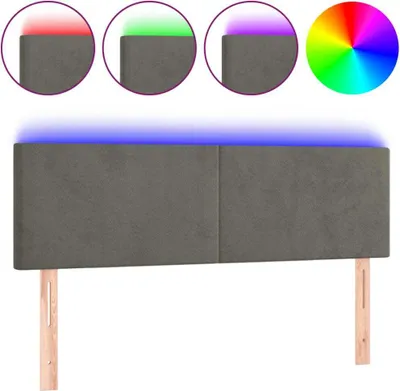 Image de vidaXL Tête de lit LED gris foncé 144x5x78/88 cm velours