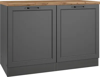 Produktbild von Spülenschrank 120 cm in grau, Arbeitsplatte Eiche, MONTERREY-03